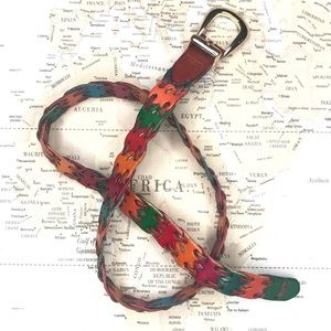 Vintage Leather Belt Colored Link Belt Medium